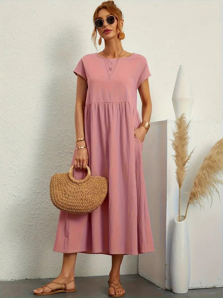 Raffinierte Leinen Sommerkleid mit Praktischen Taschen