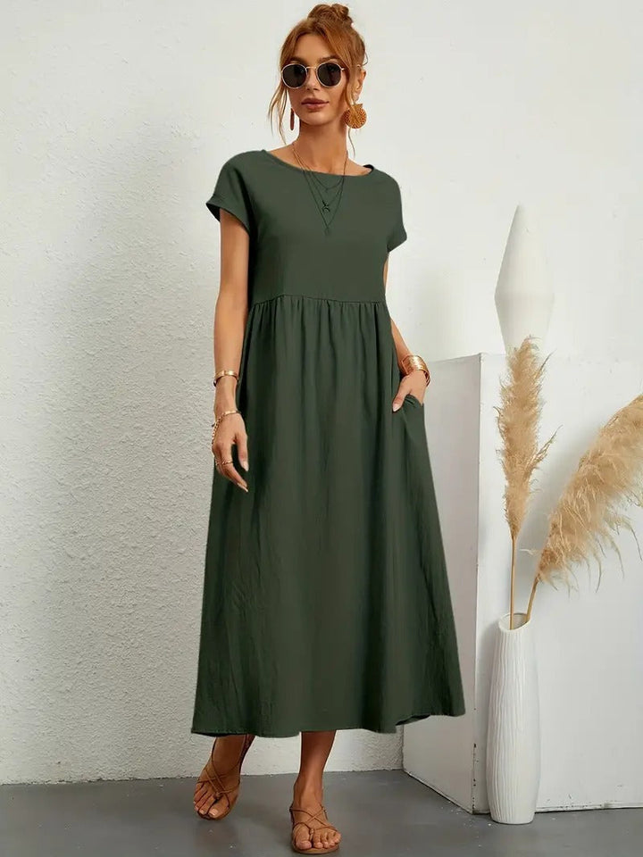 Raffinierte Leinen Sommerkleid mit Praktischen Taschen
