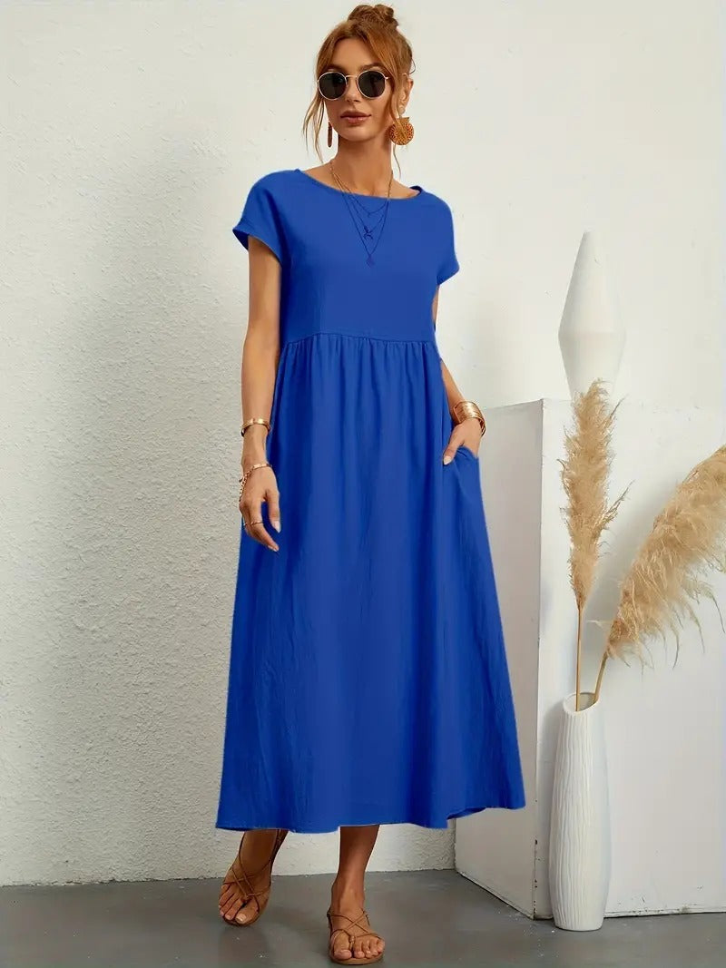 Raffinierte Leinen Sommerkleid mit Praktischen Taschen