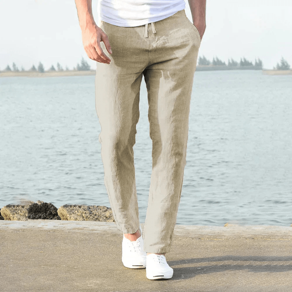 Stilvolle Herren Hose Leinen Sommerhose für Männer Leichter Stoff