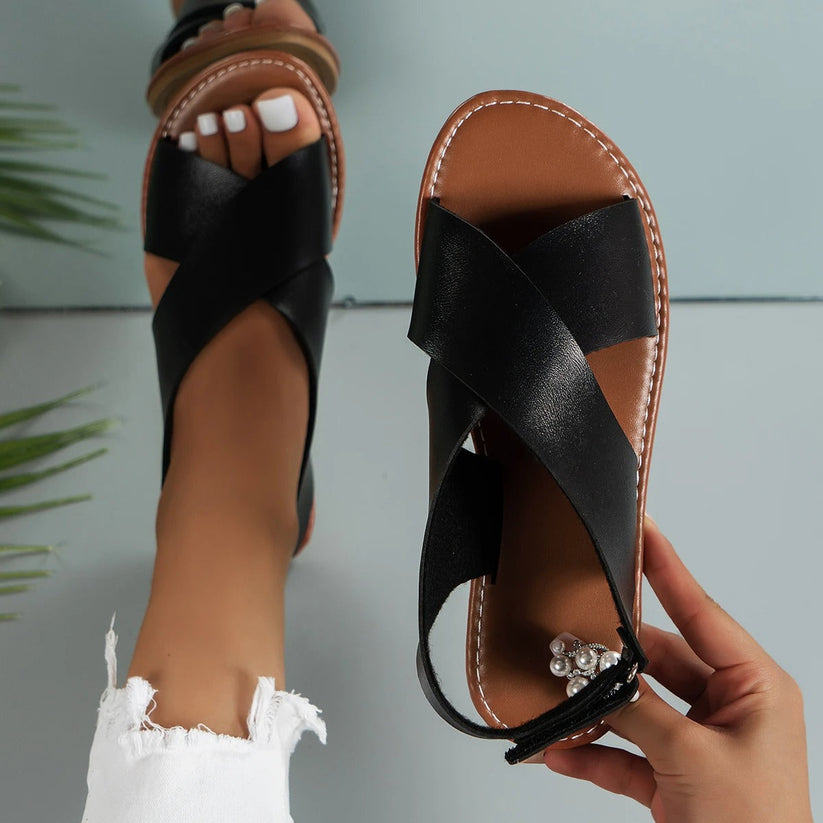 Leder Damenschuhe mit Schnalle