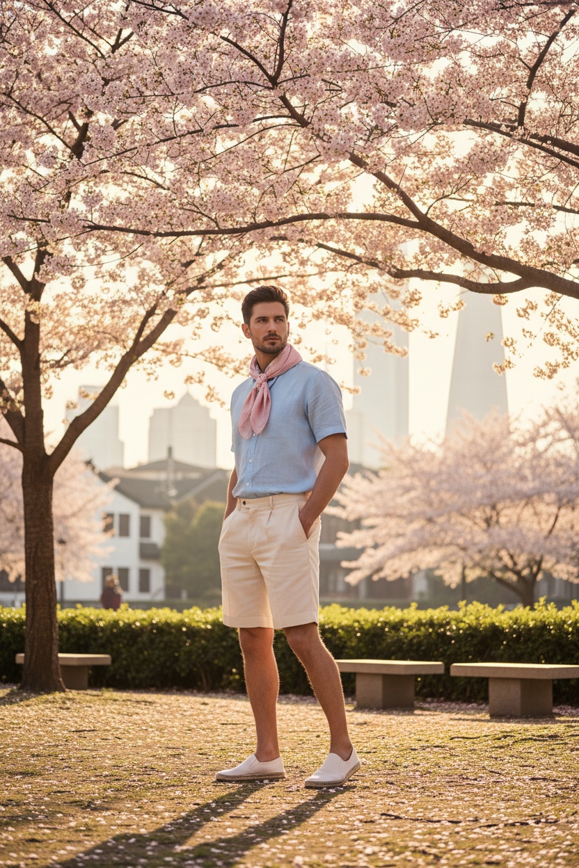 Man lente outfit korte mouwen Shanghai