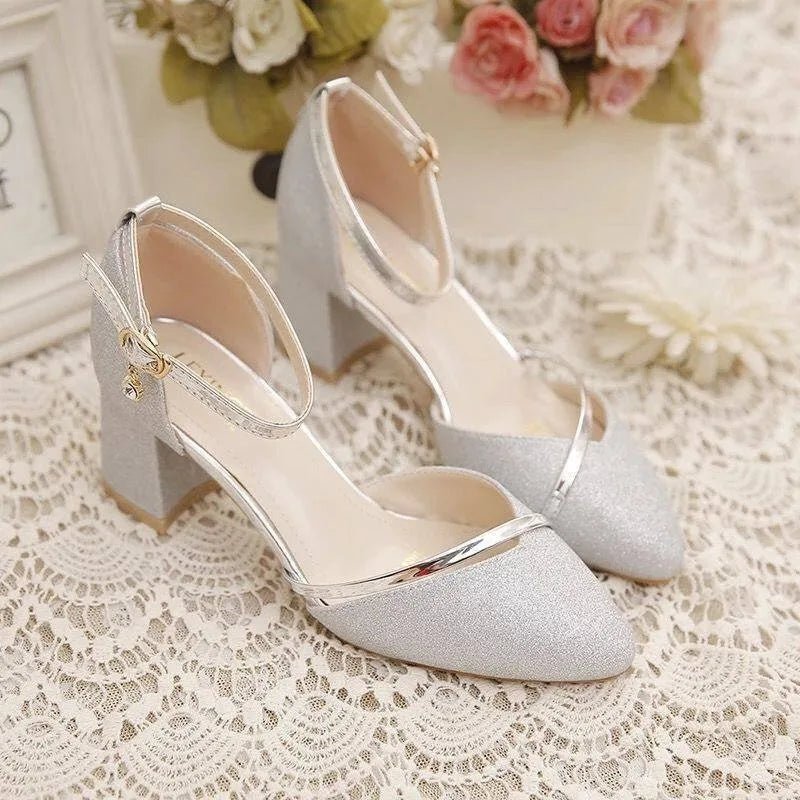 Elegante Blockabsatzschuhe für Frauen Knöchelriemen