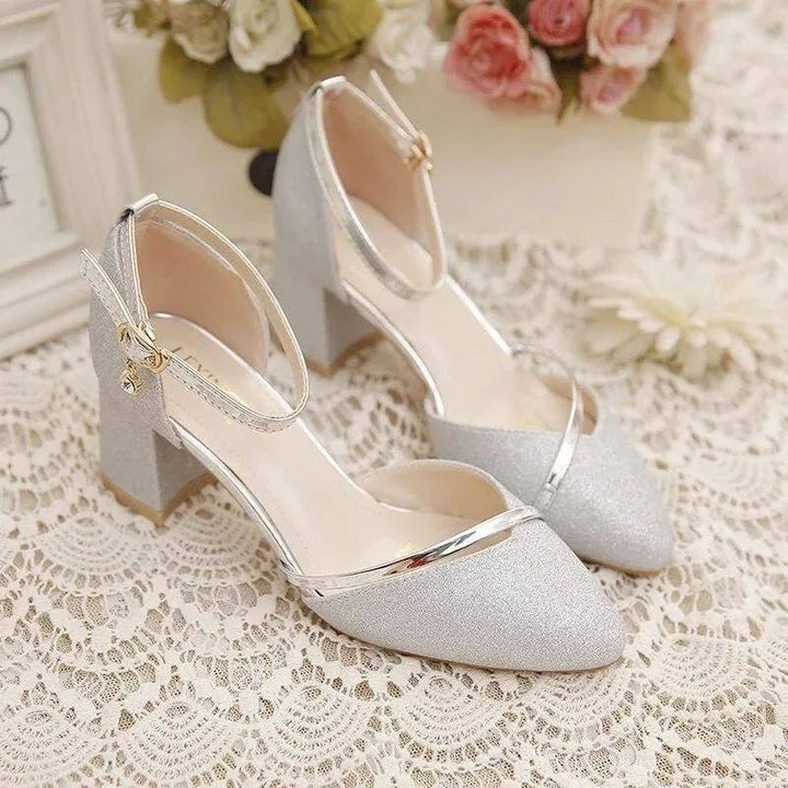 Elegante Blockabsatzschuhe für Frauen Knöchelriemen