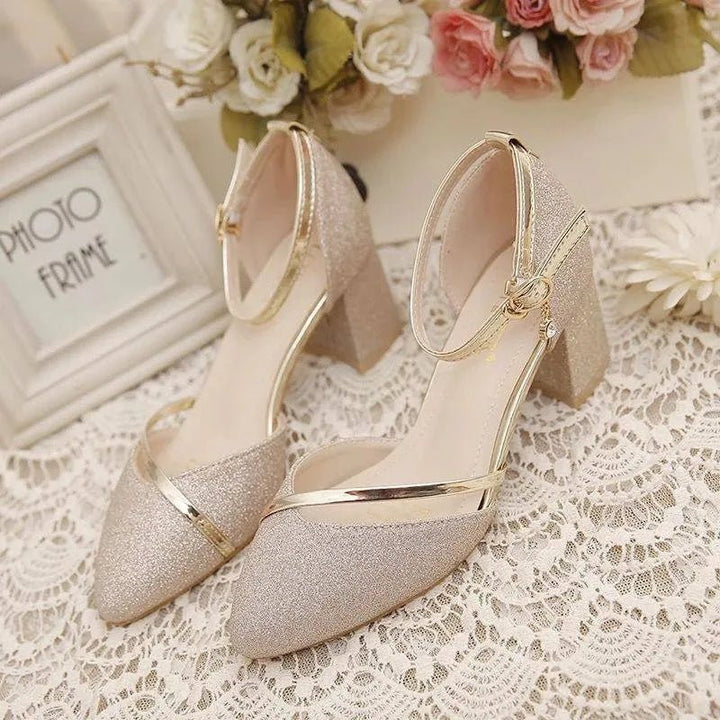 Elegante Blockabsatzschuhe für Frauen Knöchelriemen