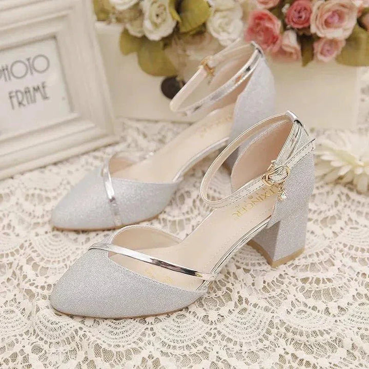 Elegante Blockabsatzschuhe für Frauen Knöchelriemen