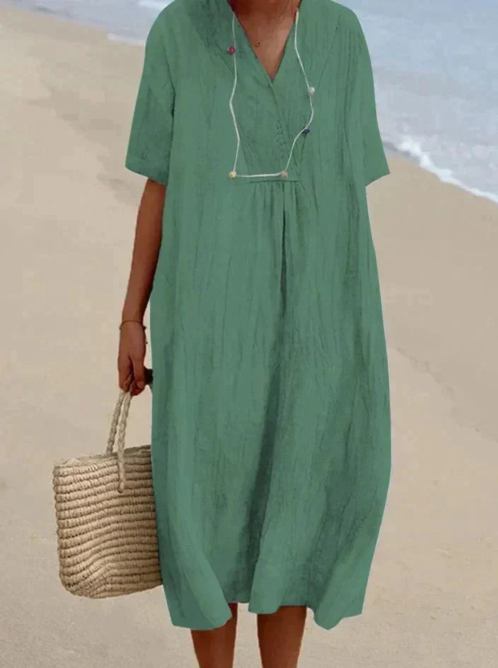 Baumwoll Leinen Sommerkleid