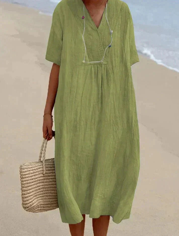 Baumwoll Leinen Sommerkleid