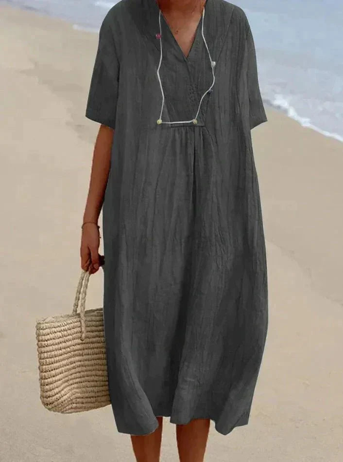 Baumwoll Leinen Sommerkleid