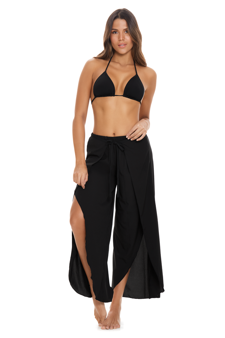 Zwarte Strandbroek Dames - Luchtige Zomerbroek Cover-Up