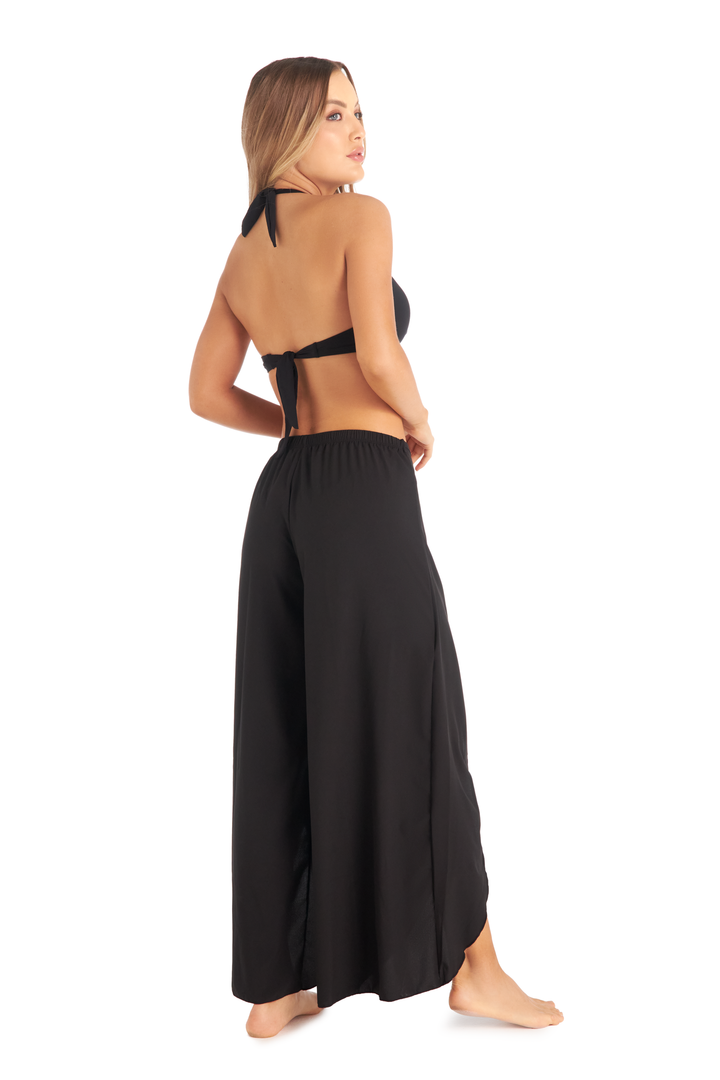 Zwarte Strandbroek Dames - Luchtige Zomerbroek Cover-Up
